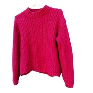Callan Country Collection Merino Wool Cable Knit Sweater • Made in Ireland • Med